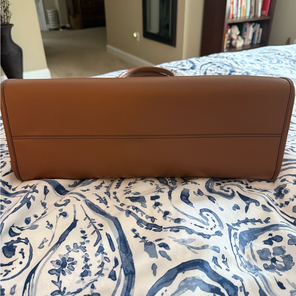 Michael Kors Cognac Leather Tote with Embossed Logo - Picture 5 of 6